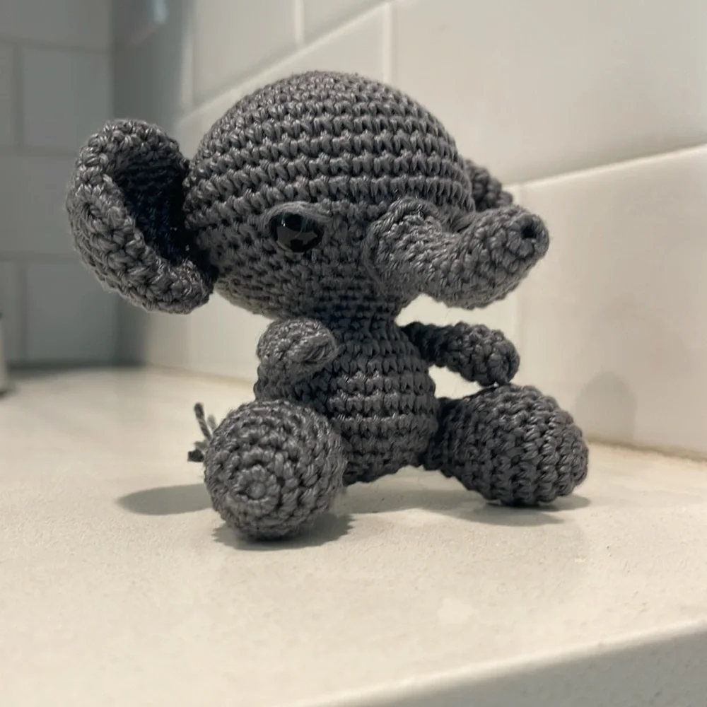 Handcrafted Elephant Figure Toy Crochet Amigurumi Doll Decor - Picture 9 of 11